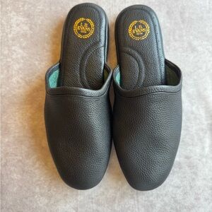 L.B. Evans Black Leather House Slippers